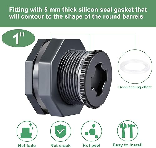 Miniatura 3 de Outus 2 piezas de montaje de mamparo de PVC con tapones para barriles de lluvia, acuarios, tanques de agua, bañeras, piscinas (junta de sellado de