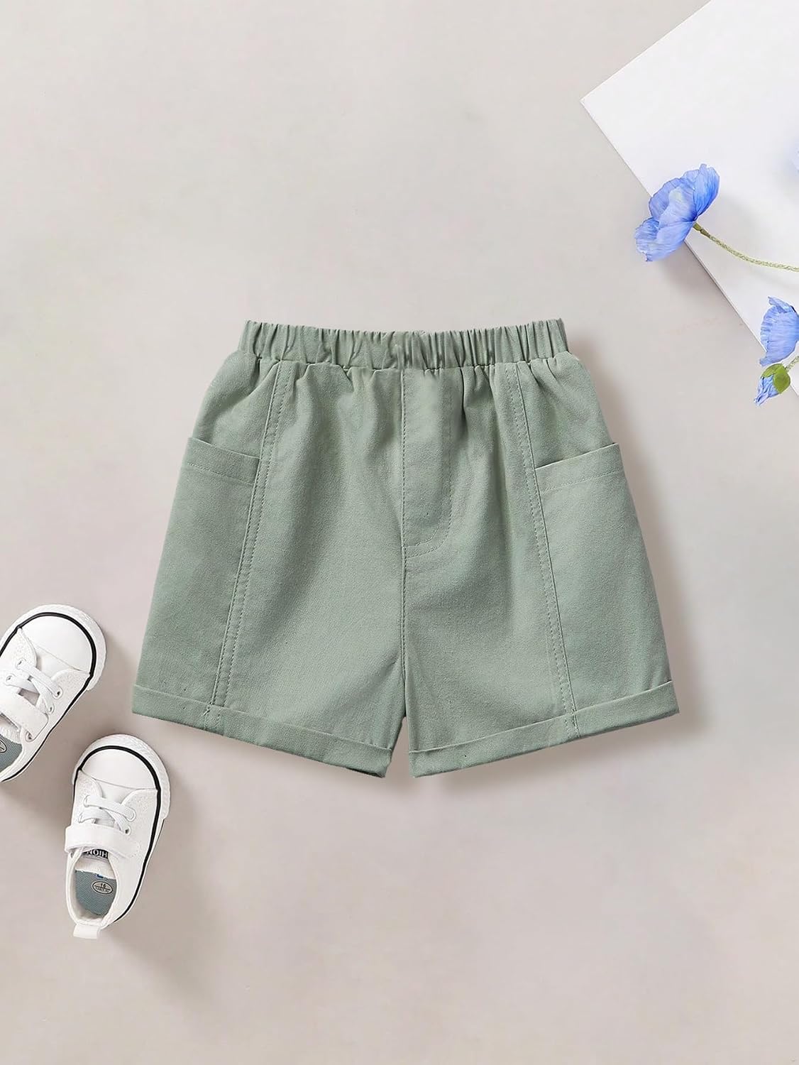 Toddler Baby Boys 2 Piece Textured Solid Short Sleeve Lapel Button Down Shirt and Shorts Summer Clothes Set for 6M-3Y