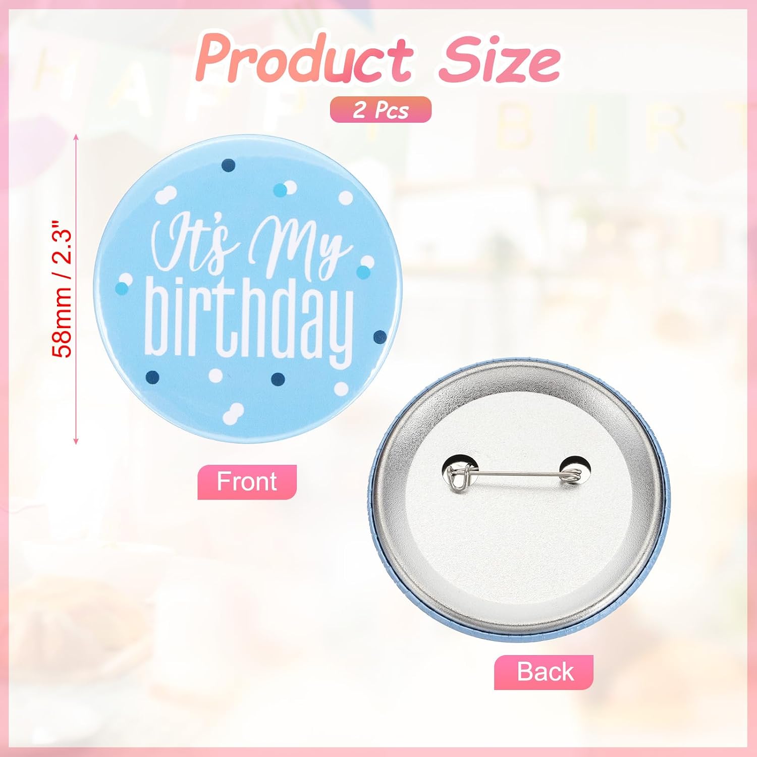 PATIKIL It's My Birthday Pin, Tinplate Cute Birthday Badge Pin for Birthday Party Decoration