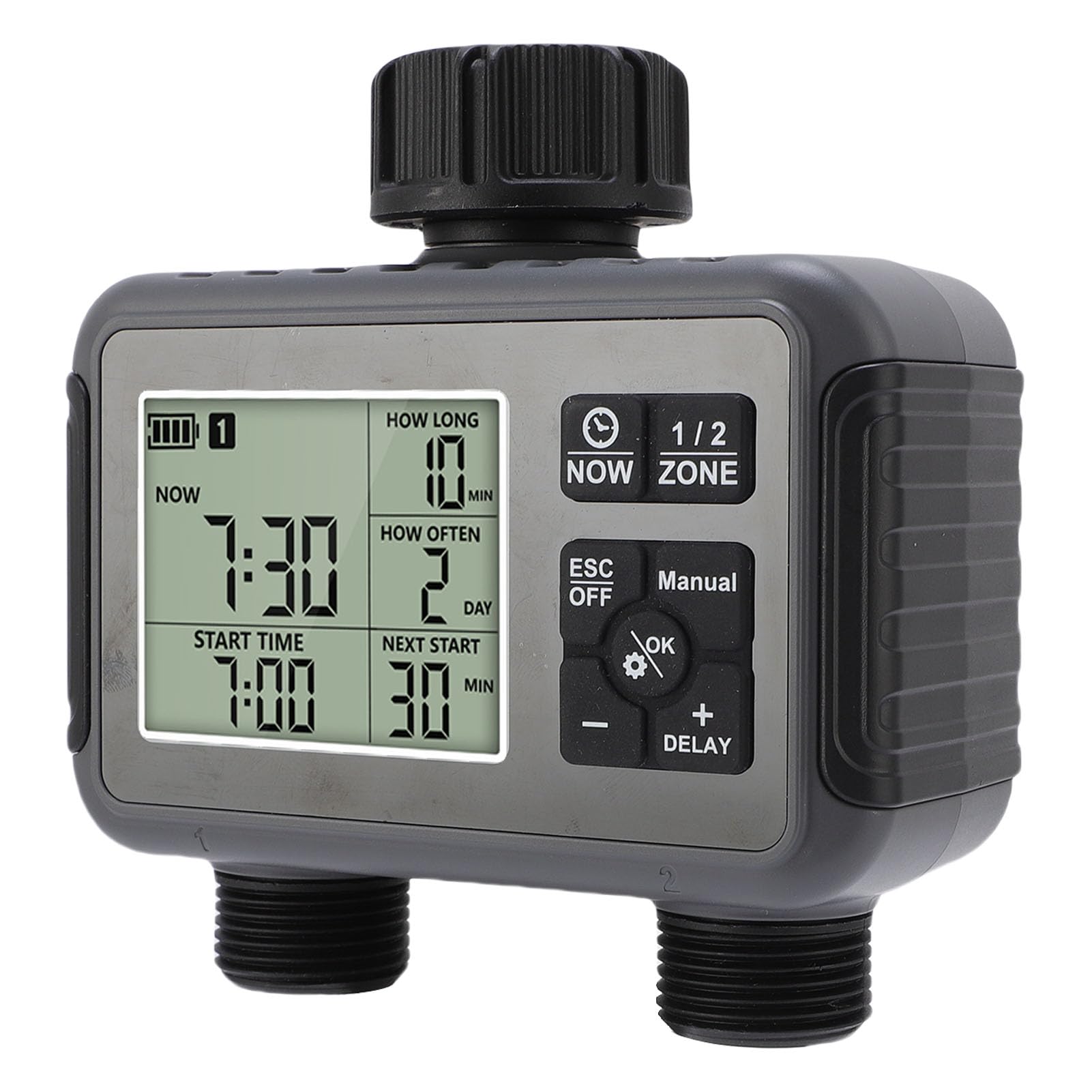 Timer per Acqua a 2 Zone, Display LCD, Impermeabile IPX5, per