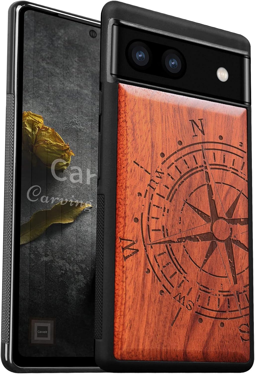 Amazon.co.jp Carveit 天然木ケース 対応 Google Pixel 6a 木製, 無垢材+TPUゴム二層構造