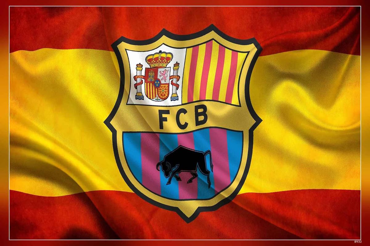 POSTERDADDY Soccer Flag Fc Barcelona Barca Barcelona FC Poster Reprint Matte Finish Paper Unframed 12 x18 Inch (Multicolor) - 8932