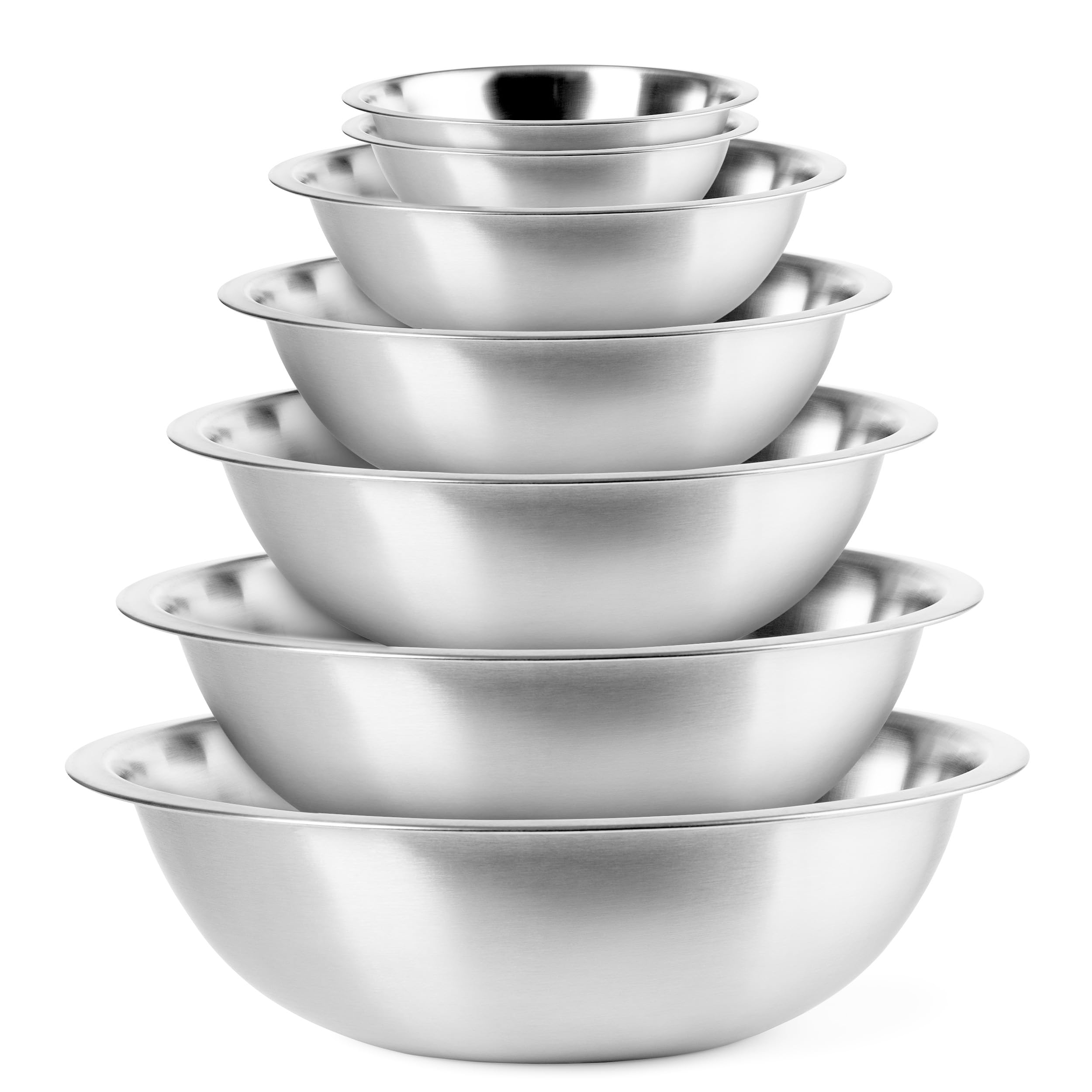 Rührschüsseln, Metall, Edelstahl, Set (7 Stück), Küchenschüsseln für platzsparende Aufbewahrung, Gadgets, Backen, Kochen, Brotschüssel, polierter Spiegel