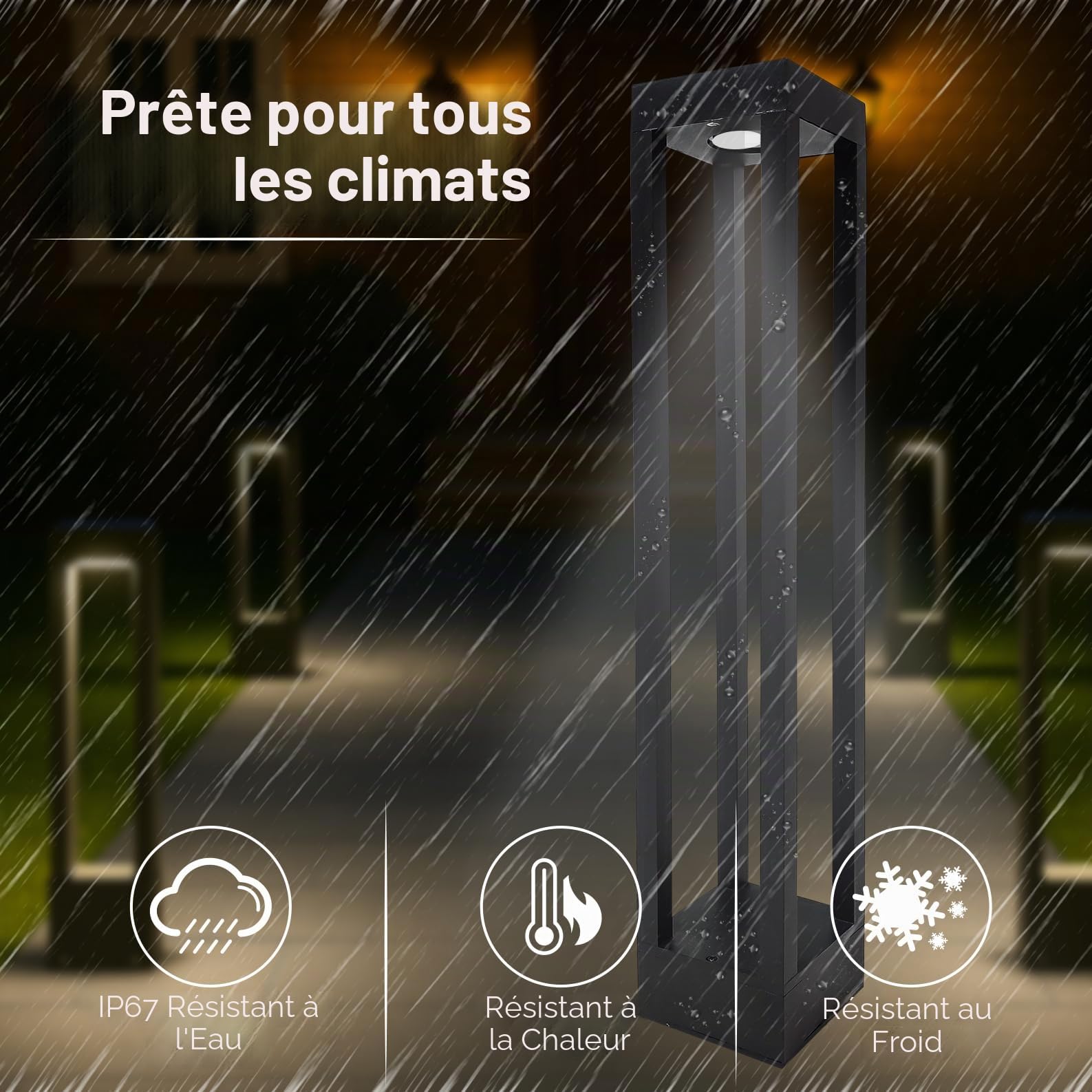 LED ATOMANT 2x Borne LED Jardin 7W Blanc Froid 750lm IP67 Métal Noir