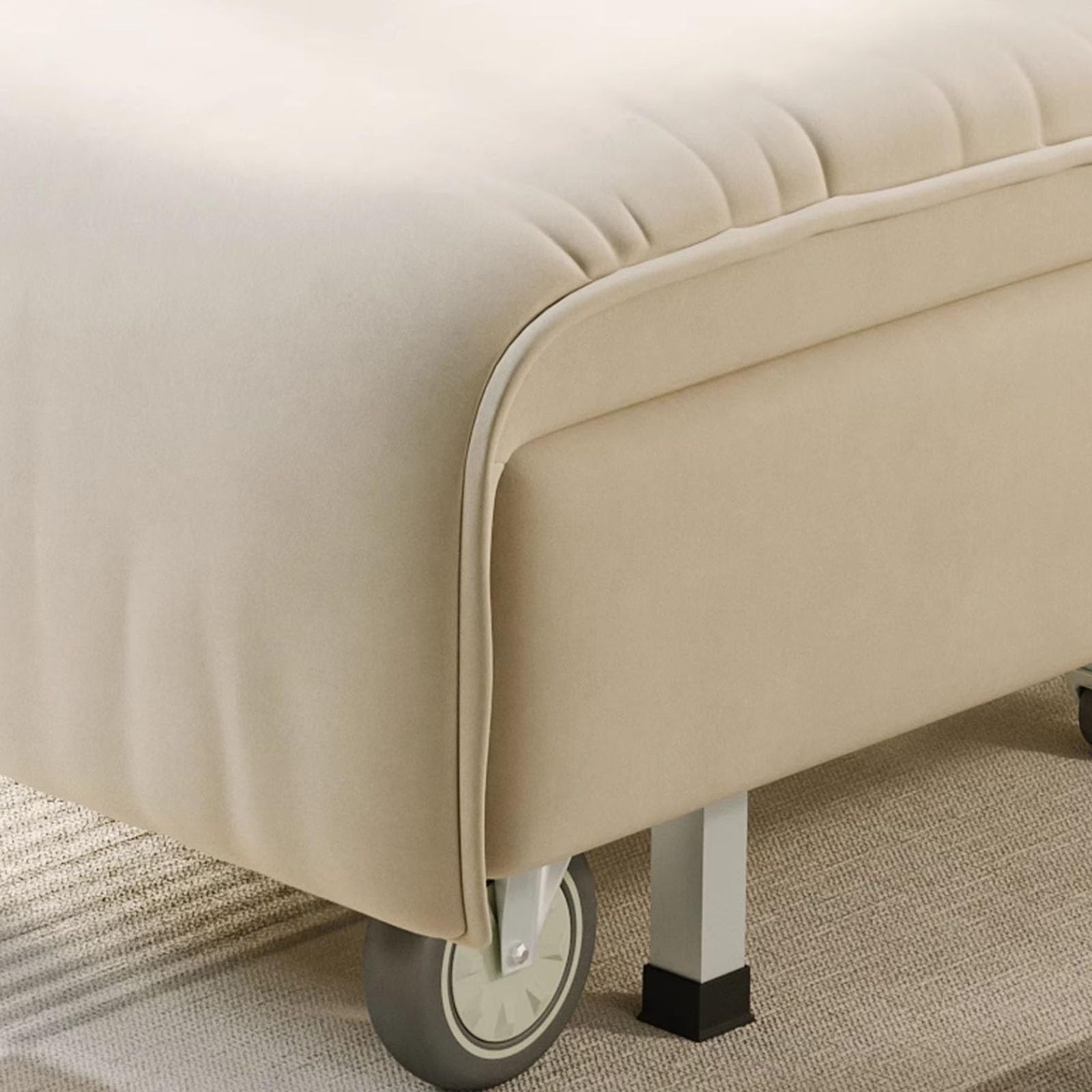 Sofa składana Składana sofa, rozkładana, tapicerowana pojedyncza z kołem, łóżko dla gości do salonu Home Office(Grijs,80cm)