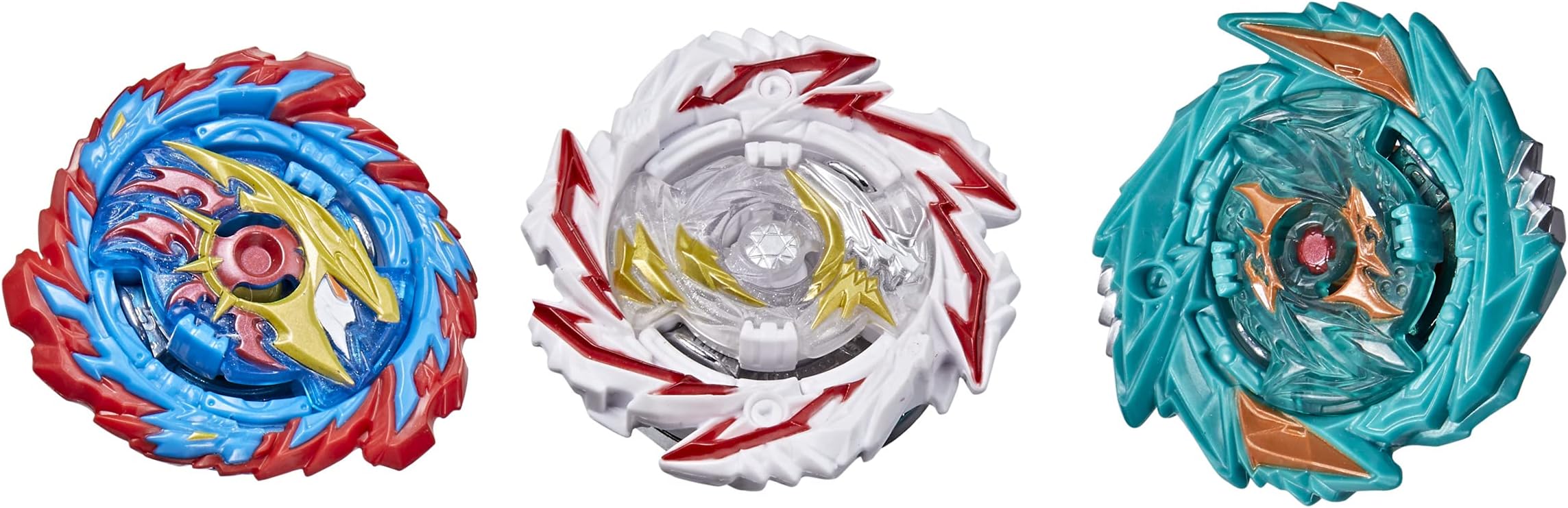 BEYBLADE Burst Surge Speedstorm Tempest Cloud 3-Pack - Abyss Devolos D6, Demise Satomb, and Mirage Helios H6 Battling Game Top Toys