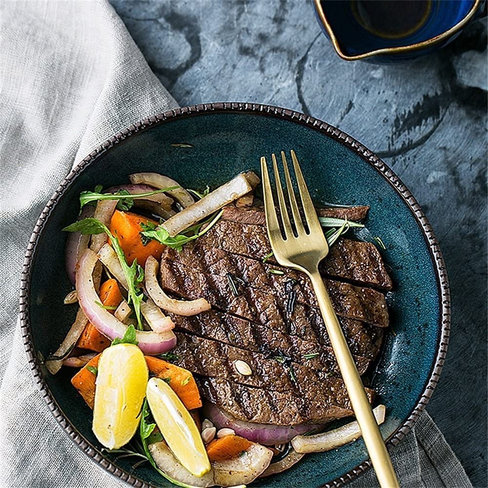 ERoomQ Pasta Bowls Large Steak Pasta Breakfast Deep Plate Fruit Salad Soup Ramen Noodle Serving Mixing Bowl Creative Ceramic Tableware Microwave Safe 7.9 Inches,