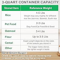 Vista 3 de TBMax Recipiente pequeño de almacenamiento de arroz, dispensador de cereales de 5 libras con taza medidora, contenedor hermético para alimentos