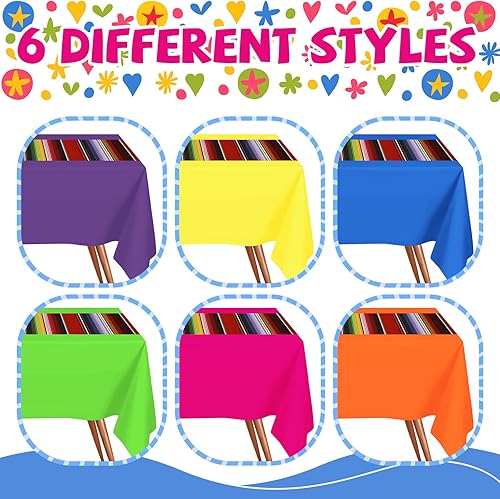 Miniatura 10 de Mantel de fiesta mexicana de 54 x 108 pulgadas, mantel de plástico a rayas para decoración de fiesta mexicana (fondo negro, 6 unidades)