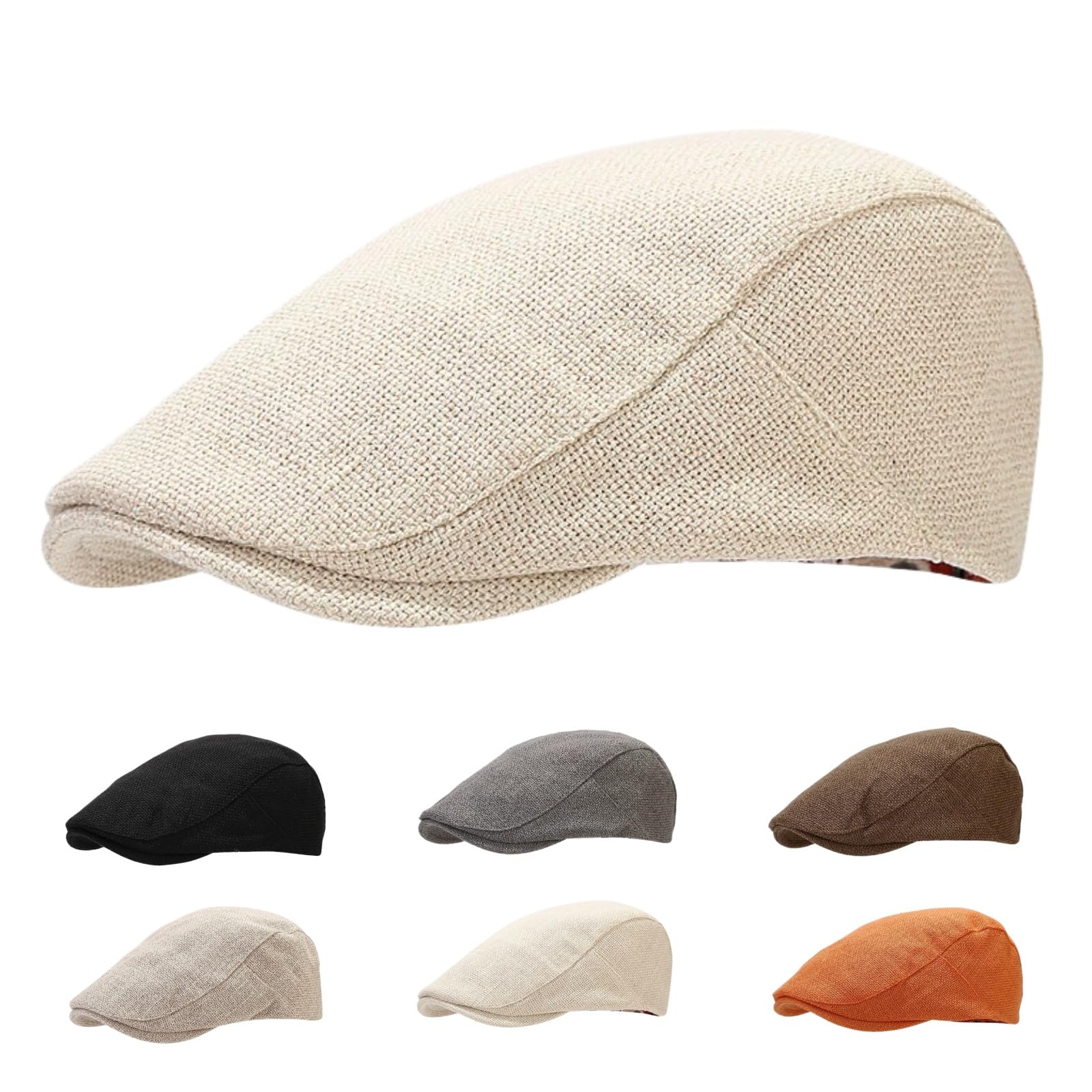 la maison du chapeau beret homme - Lin d'Été, Béret Homme en Lin Léger Respirant Réglable 55-60 cm, Casquette Plate Style Gatsby Vintage, Chapeau Urbain Décontracté pour Printemps Été Automne