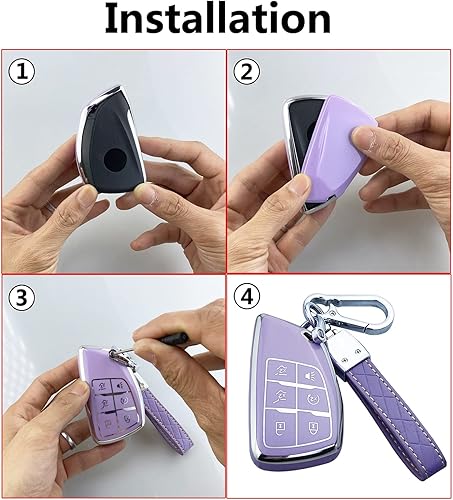 Miniatura 7 de Funda para Llavero Compatible con Chevy 2021-2023 Suburban Tahoe GMC Yukon Buick Encore Avenir Accesorios Carcasa (Blanco)