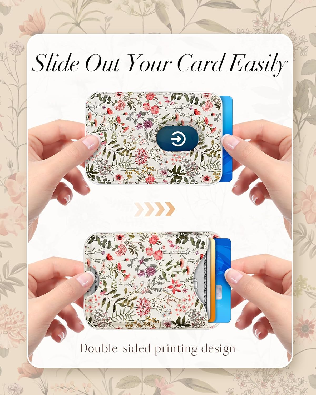 Shorogyt Compatible with Magsafe Wallet Magnetic Card Holder - Phone Wallets Cute Flora Leaves Design for Women Teen Girls Slim for iPhone 17/16/15/14/13/12 Series for Apple RFID Magnet, Fit 3 Cards - Image 5