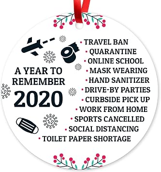 Soul Decor 2020 Christmas Ornaments, Quarantine Christmas Decorations, Toilet Paper Crisis, Large 3.75" Round Metal Ornament, Velvet Pouch Included