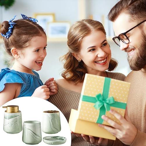 Miniatura 6 de Simcat Juego de 4 accesorios de baño de cerámica, juegos de accesorios para mostrador de baño con dispensador de jabón, soporte para cepillos de