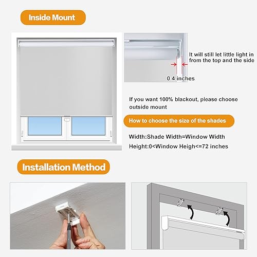 Miniatura 5 de Persilux Persianas enrollables 100 % opacas, sin cordón, con protección UV, ahorro de energía, para ventanas, hogar y oficina (32 pulgadas de ancho