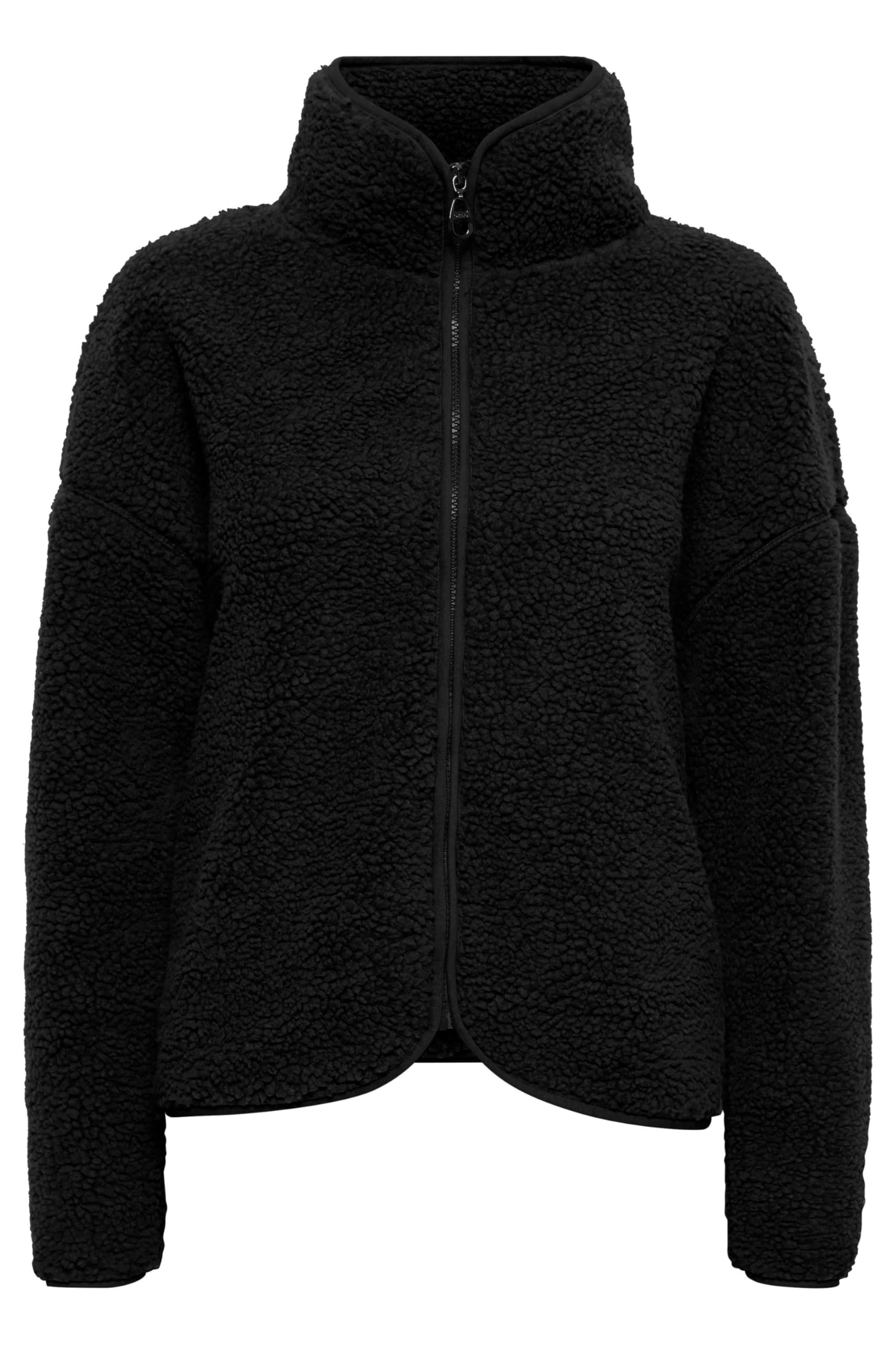 OXMO OXTonje Damen Sweatjacke Jacke mit Teddyfutter mit Stehkragen Reißverschluss Eingrifftaschen Loose fit