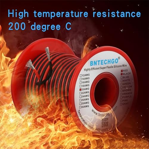 Vista 76 de Bntechgo 18 alambres de silicona suave y flexible, silicona resistente a altas temperaturas, altamente eficiente 18 AWG calibre, 150 hilos