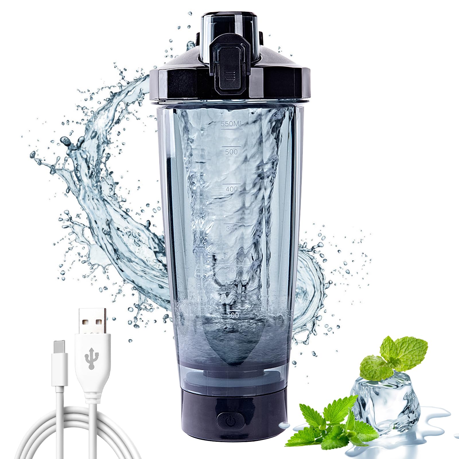 BORDEAG Frullatore Elettrico Ricaricabile USB 650ML Tritan Senza BPA Nero