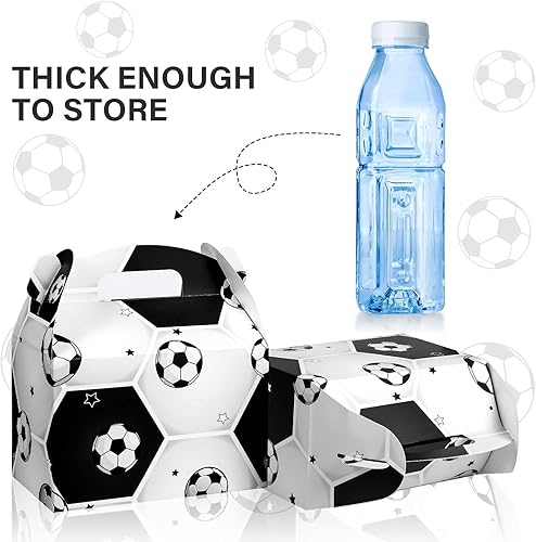 Miniatura 3 de Zonon 12 cajas de golosinas de fútbol, cajas de papel para dulces a granel, 6 x 6 x 3.5 pulgadas, juego de decoraciones de fiesta de cumpleaños con