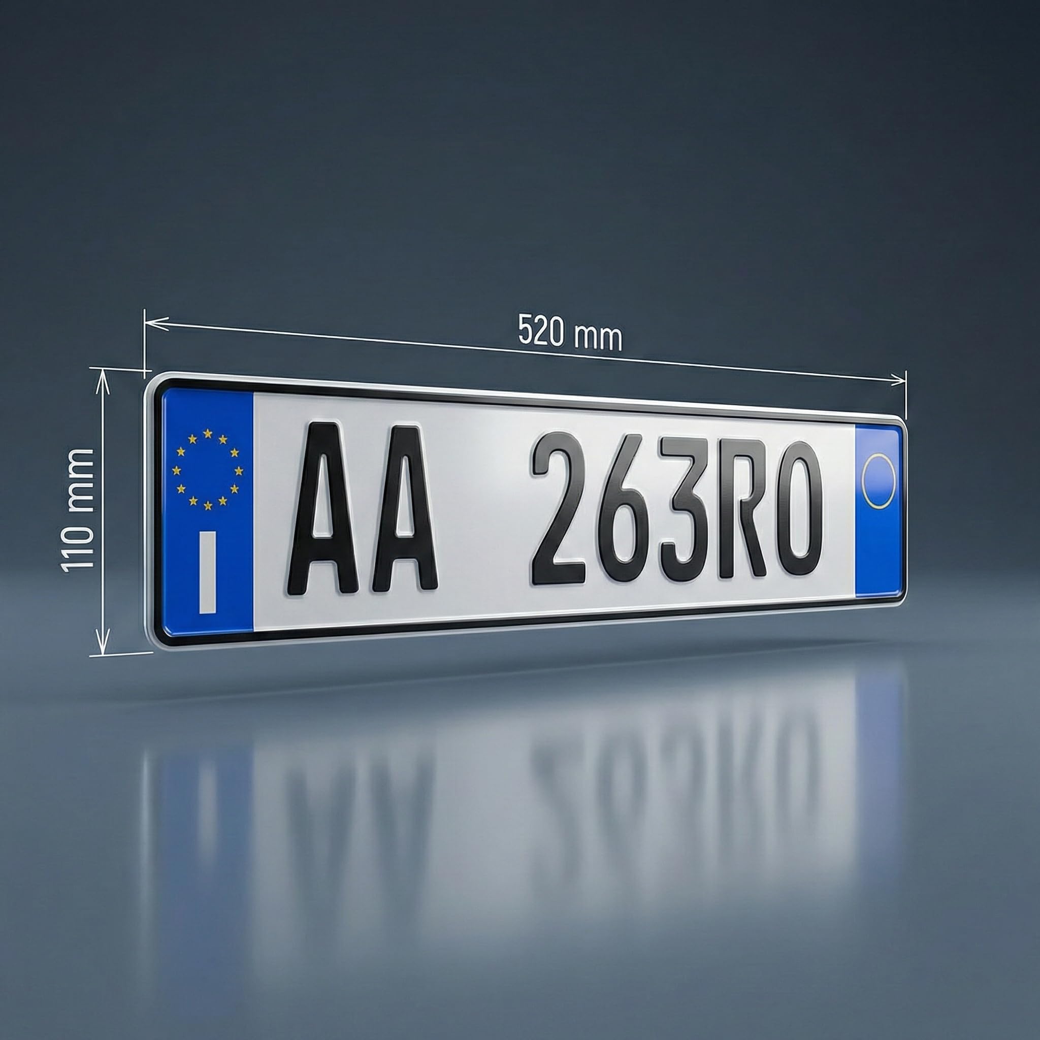 Targa auto decorativa nera in alluminio riflettente Made in Germany