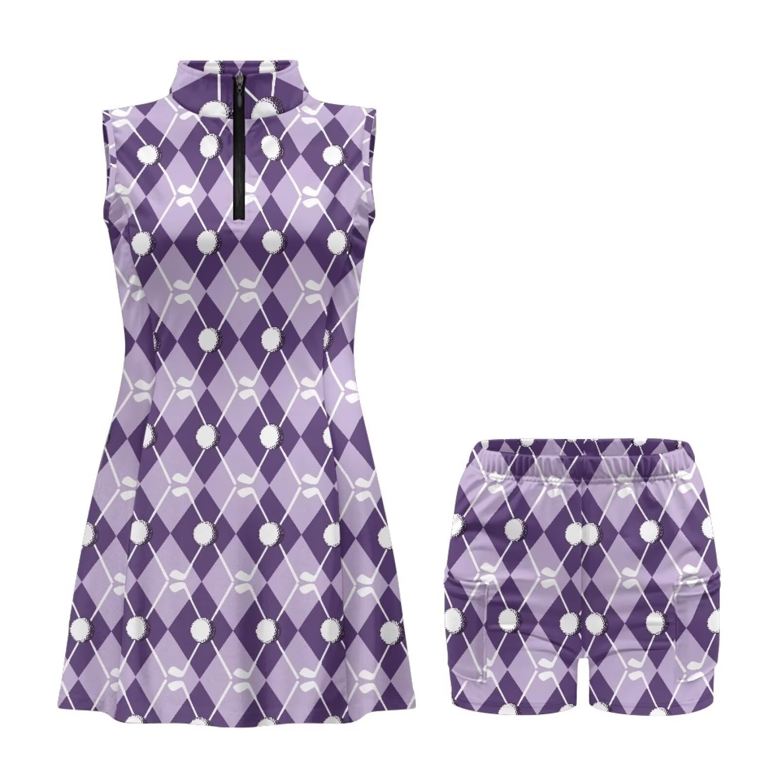 Robe de tennis pour femme avec poches courtes intégrées et col zippé - Tenue de golf pour entraînement et sport