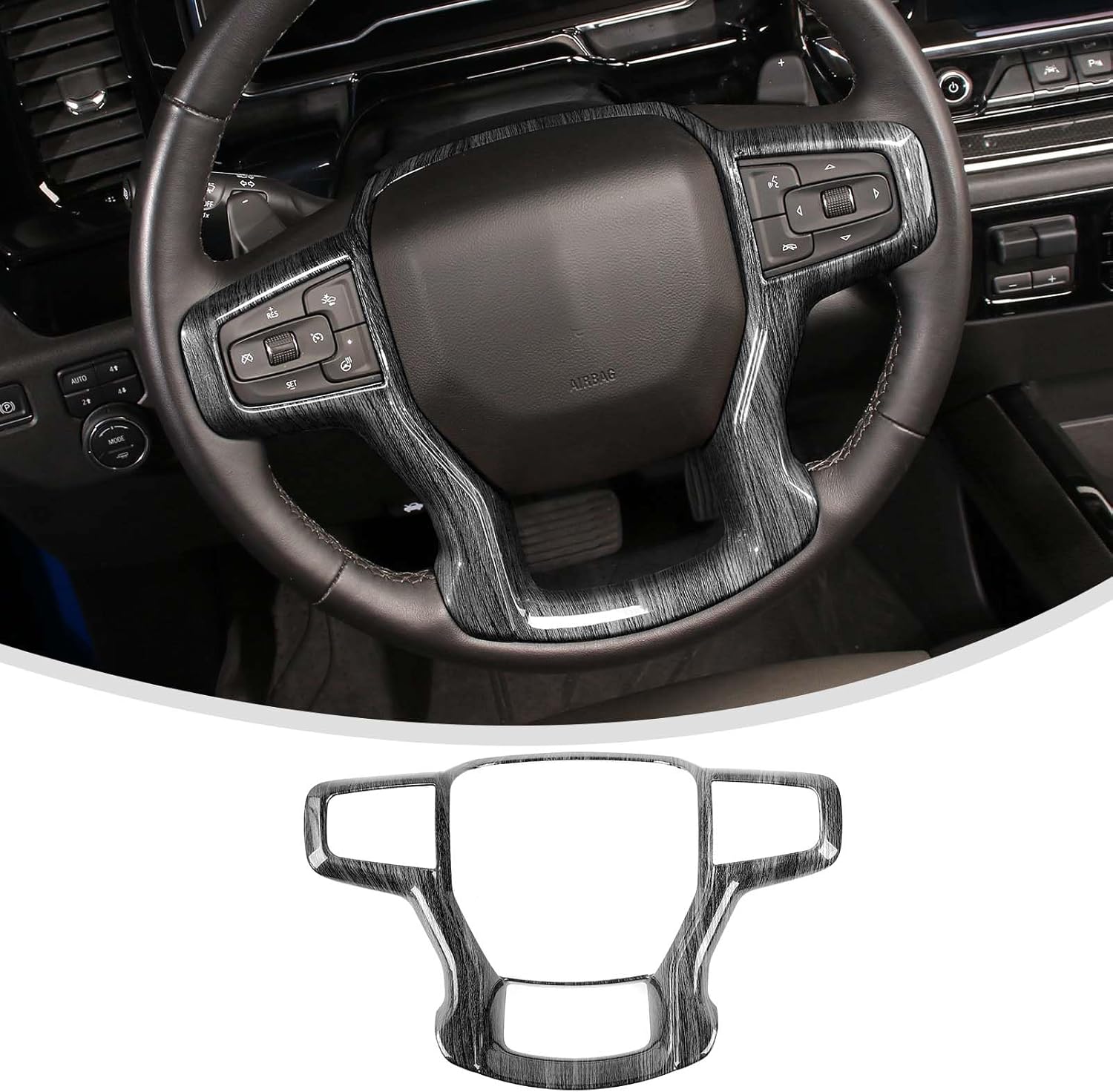 Linskip Steering Wheel Cover Trim Compatible with 2021-2026 Chevy Silverado 1500 2500HD 3500HD Blazer & 2021-2024 Suburban Tahoe, Interior Accessories Dark Wood Grain