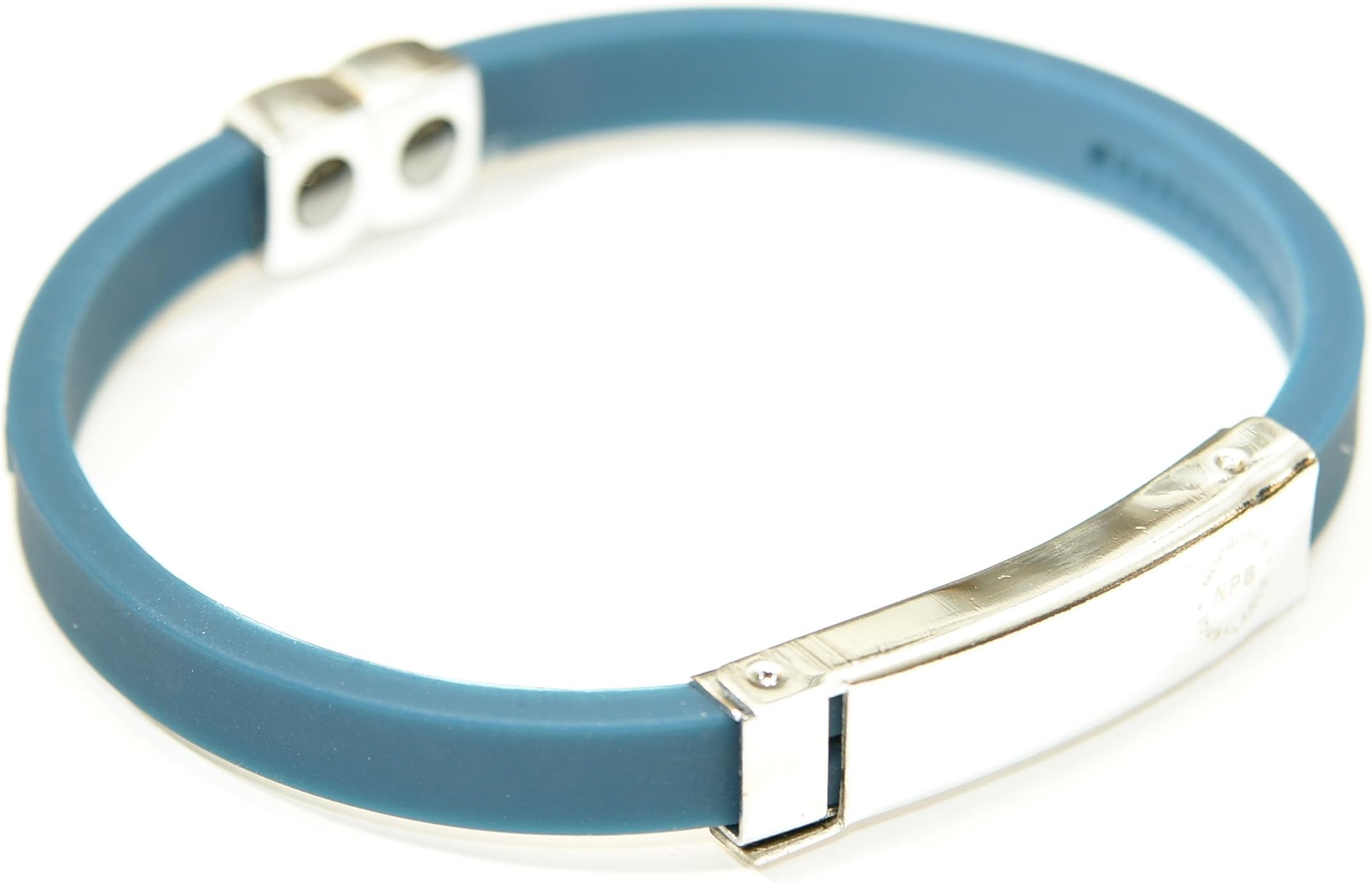 Blue Titanium Sport Stainless Steel Silicon Resin Bracelet Adjustable Band Fit