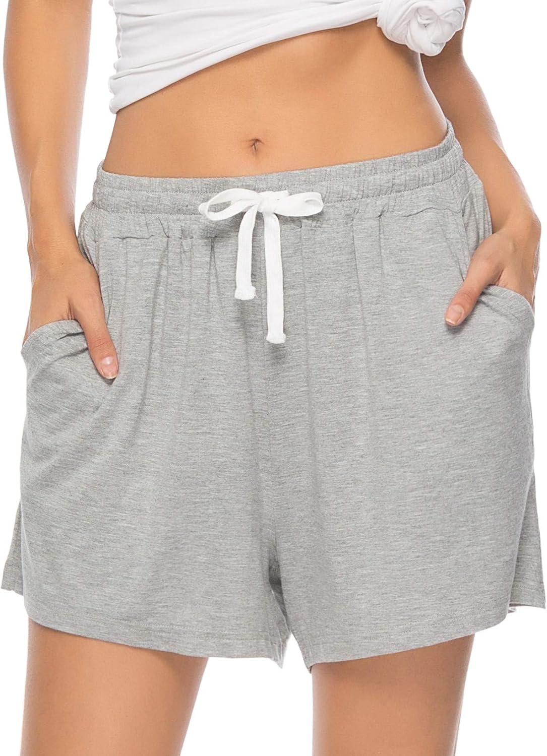 Vlazom Women's Pajama Shorts, Super Soft Pj's Bottoms Stylish Lounge Shorts for Sleep Gym Running with Drawstring Pockets