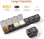 Lifewit Monthly Pill Organizer, 28 Day Personal Pill Dispenser, 4 Weeks/One Month Pill Box,Pillulier Cases,Large Compartments Medicine Organizer for Vitamins/Fish Oils/Supplements, 28 grids, Black