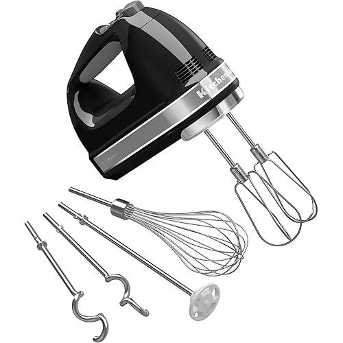 KitchenAid 9-Speed Digital Hand Mixer with Turbo Beater II Accessories and Pro Whisk - Onyx Black