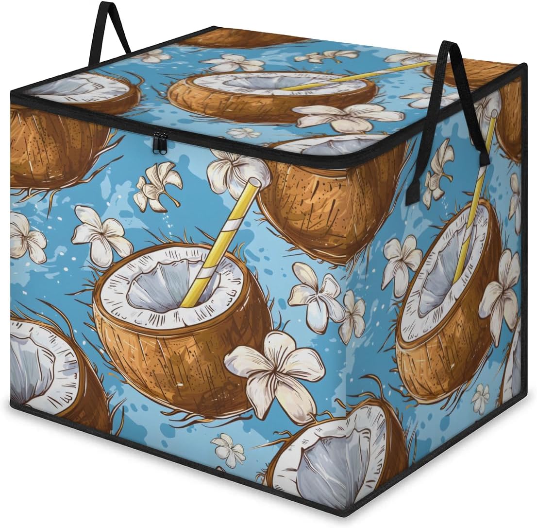 Honeybaby 214L Extra Large Comforter Storage Bag Cartoon Green Avocados Storage Totes with Lids Waterproof Closet Organizer Folding Blanket Storage Bags for Clothes Bedding Pillows