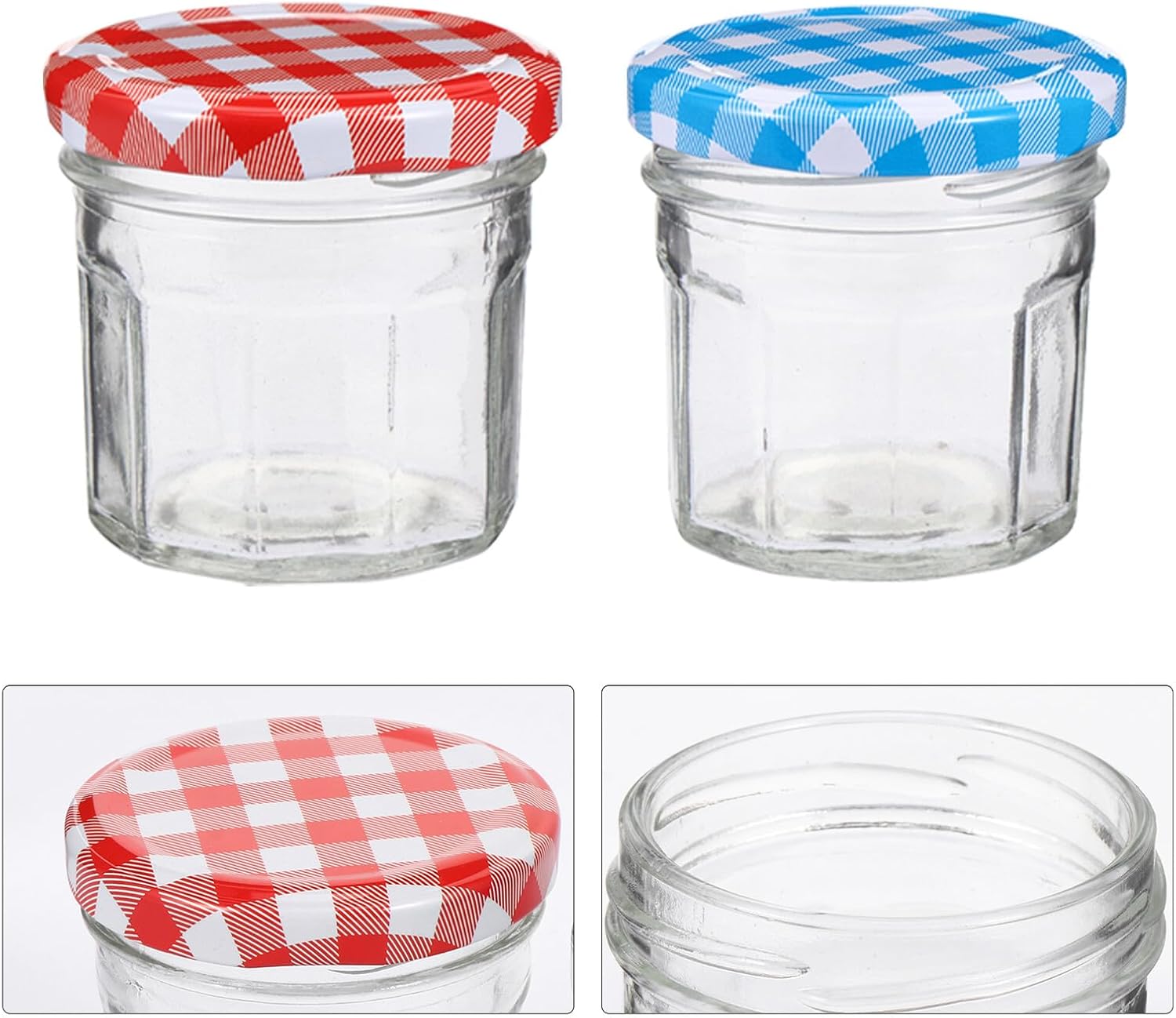 12pcs Glass Jam Jars with Airtight Sealed Lids Honey Storage Canisters for Pickles Sugar and Dry Food Glass Containers for Kitchen Pantry Organization