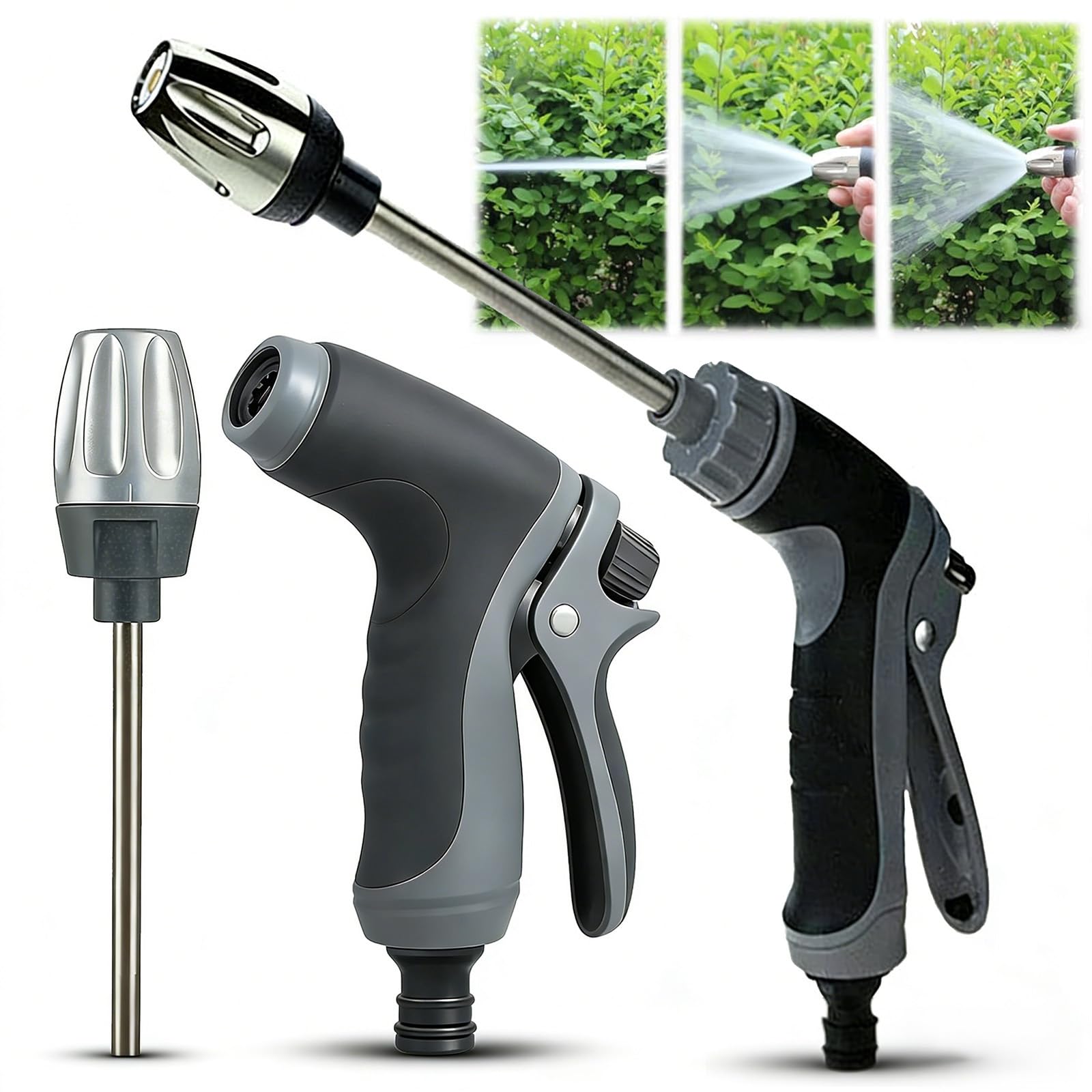 Aquoxis Pressure Washer Gun, Aquasis Jet Washer, Qinux Aquoxis, Aquaxis Power Hose Nozzle, Blast Away Dirt Instantly Stainless Steel Universal Hose Fit (Single Washer,Grey)