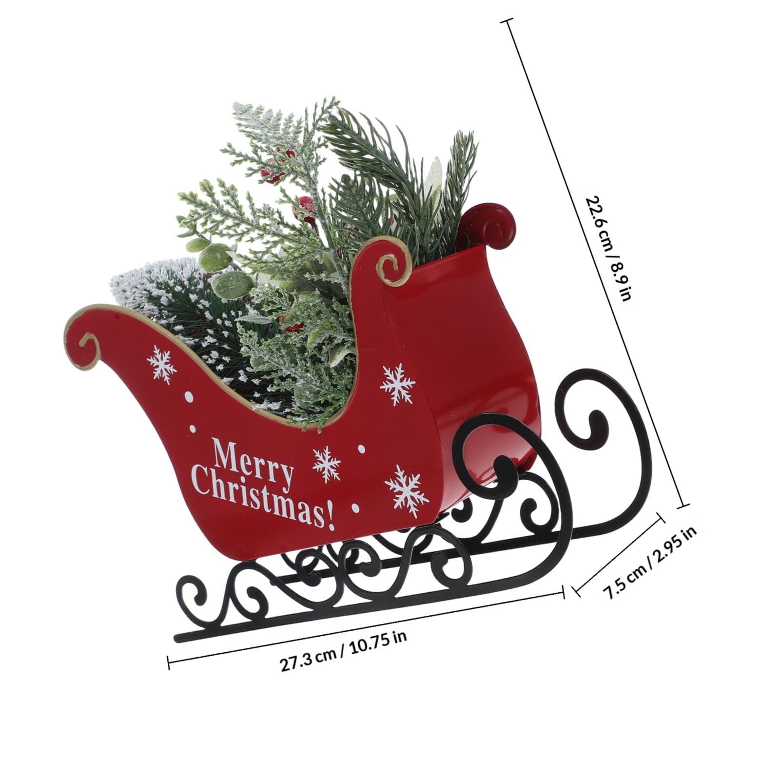 Toyvian Festivo Trineo Navideño Hierro Adorno de Rojo, para Mesa