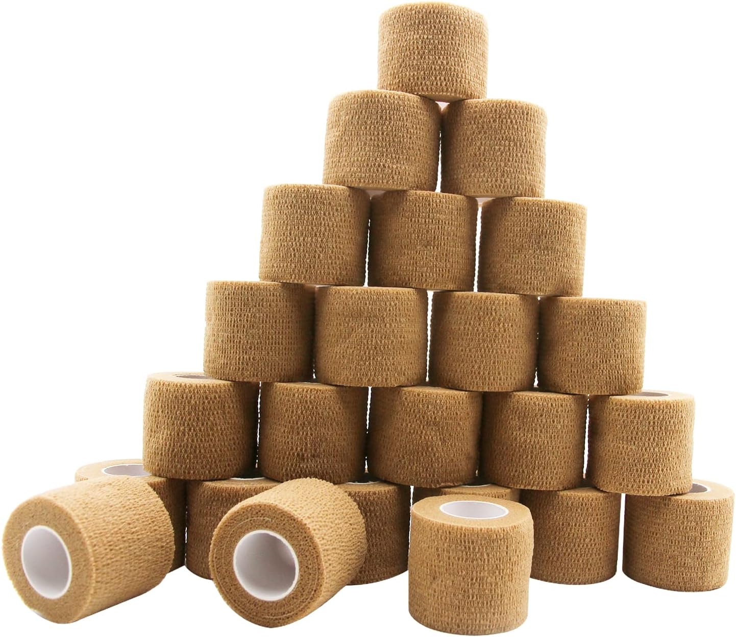 Delyeho Self Adhesive Cohesive Bandage Wrap Beige 24 Count