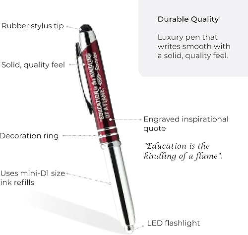 Miniatura 2 de Inkstone Bolígrafo de regalo para profesores con linterna y punta de lápiz capacitivo grabado con cita inspiradora de Sócrates - Education is the