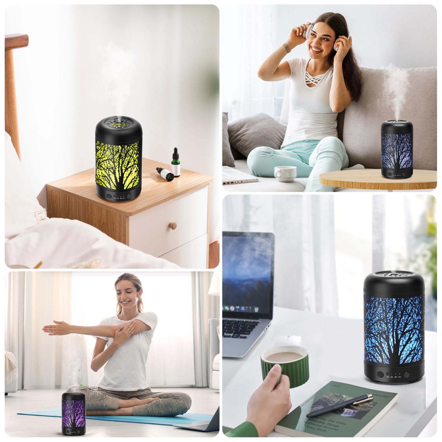 Aigostar Ultradźwiękowy nawilżacz i dyfuzor (100 ml), dyfuzor olejków eterycznych, nebulizator ultradźwiękowy (7 kolorów i 3 timery)