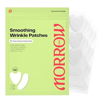Morrow One - Peptide-Infused Smoothing Wrinkle Patches - Overnight Patches for Smoothing Fine Lines and Wrinkles, Anti Aging Stickers for Crows Feet, Elevens, Smile Lines 66 Count