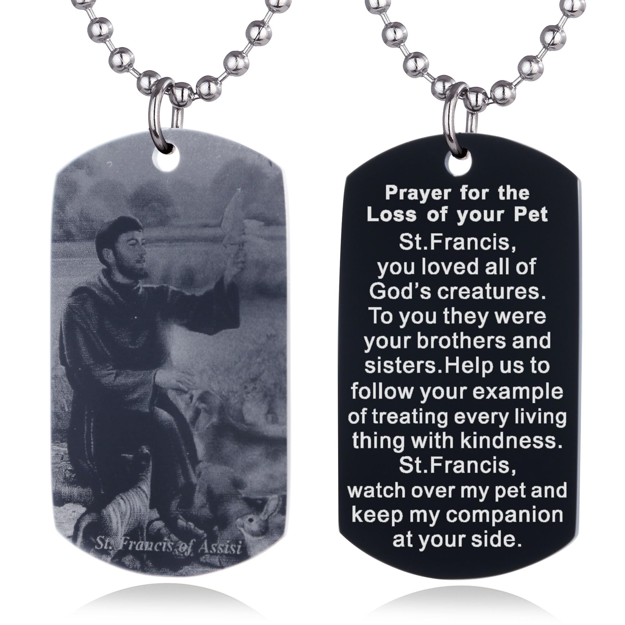 FAYERXL Scripture Baptism Holy Bible Verse Dog Tag Necklace,Engraved Catholic Christian Communion Confirmation Rite Religious Gift (Prayer for the Loss of your pet)