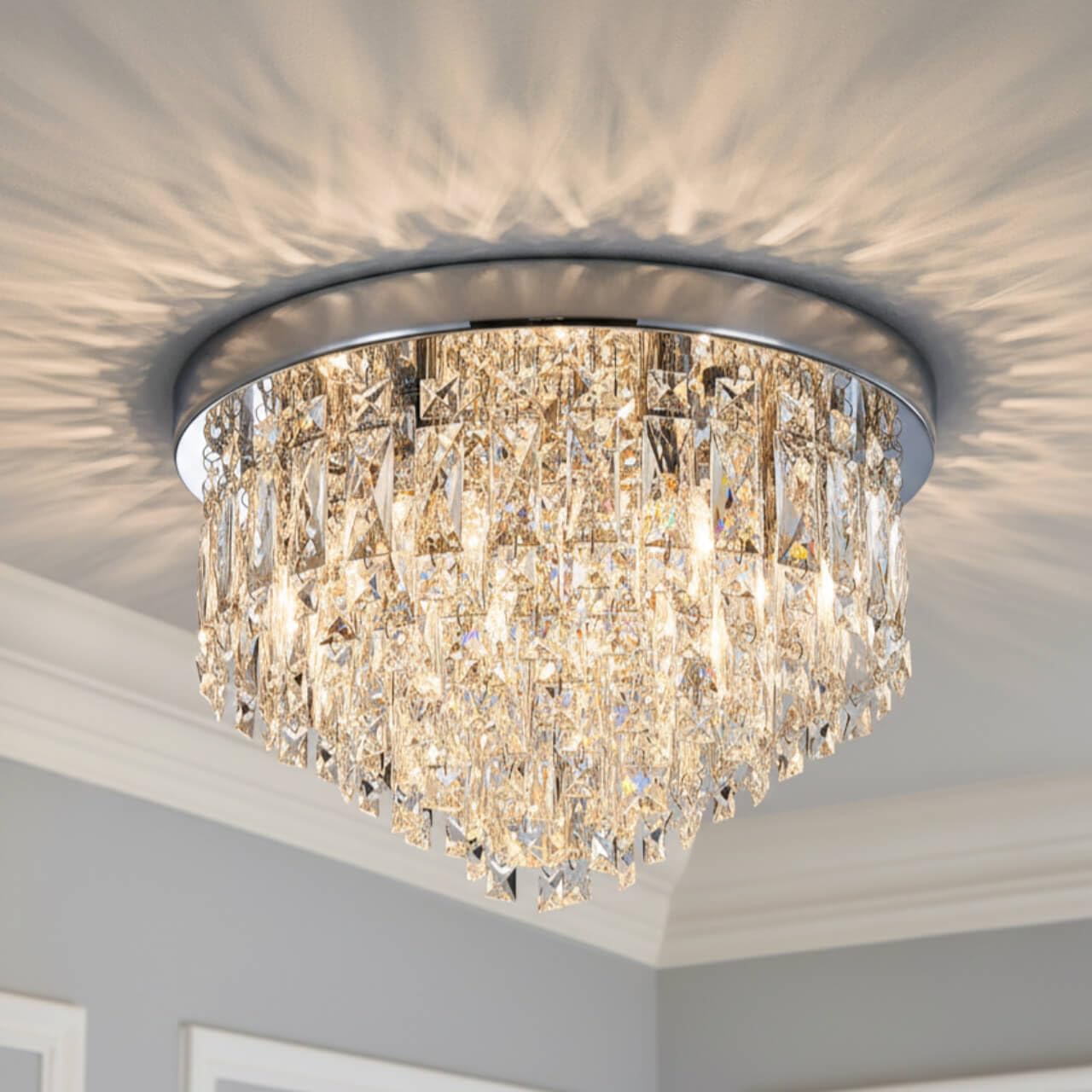 LED Ceiling Light Crystal Bar Chandelier Jhoomer Lighting Fixture Modern Pendant Lamp for Hall, Living Dining & Bedroom (50 watts, Stainless Steel)-image-43