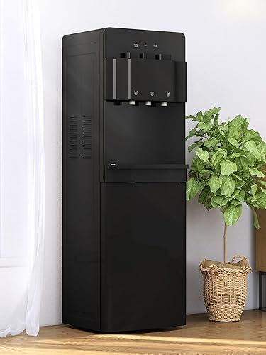 Muhub Dispensador de enfriador de agua de carga inferior, dispensador de agua fría y caliente, capacidad para botellas de 3 o 5 galones, con diseño