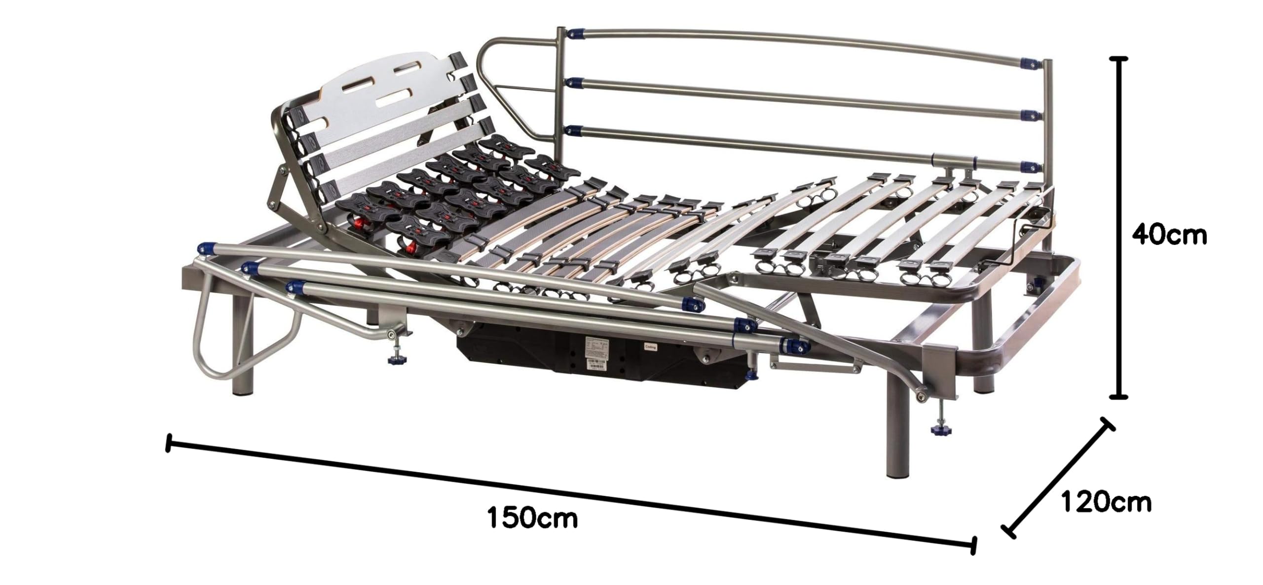 ekamia - Selene Cama Articulada Eléctrica + Barandillas - 90cm x 200cm, Mando con Cable