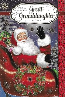 Beautiful Embossed Christmas Card & Envelope 9" x 6" (Great Granddaughter)