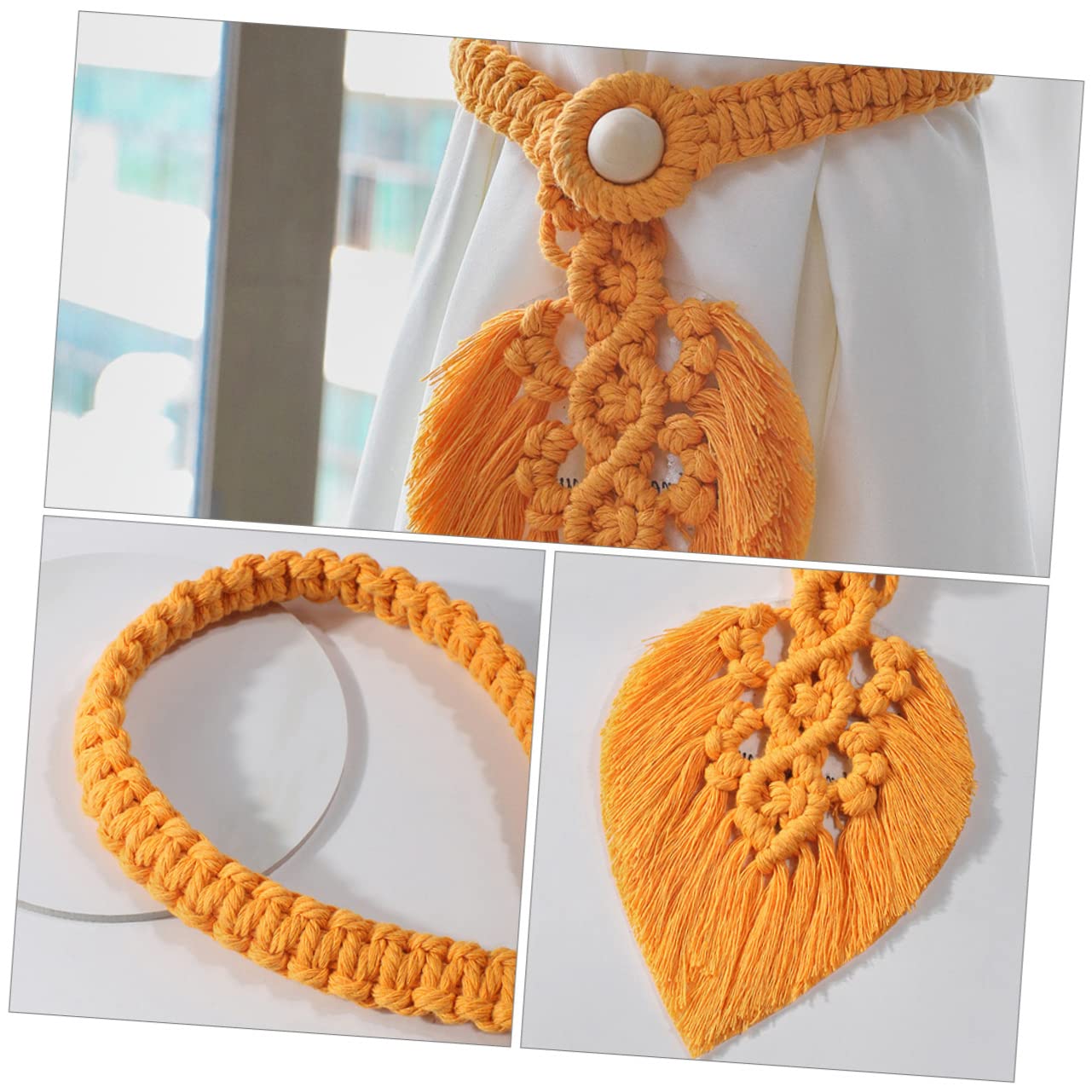 MAGICLULU 4 Ensembles Corde À Rideau Embrasses De Rideaux pour x Couette LED LEDs Embrasse De Décorative se Décorative De Bois Orange 2 Pièces * 4