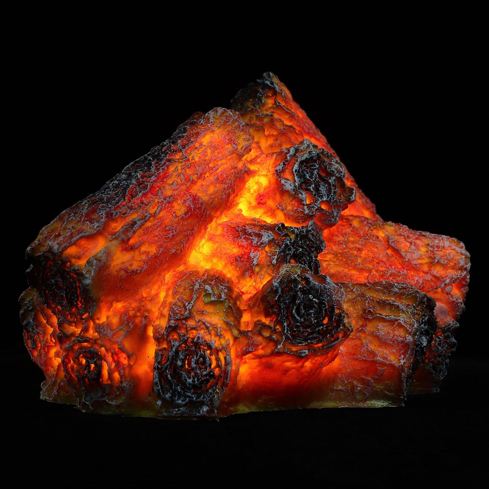 INOOMP Flameless Led Charcoal Flame Lamp Resin Simulation Fake Fire Light for Home Indoor Outdoor Ambience Decoration Night Light Without Battery