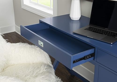 Miniatura 12 de Linon Sadie - Escritorio de almacenamiento lateral clásico moderno azul marino