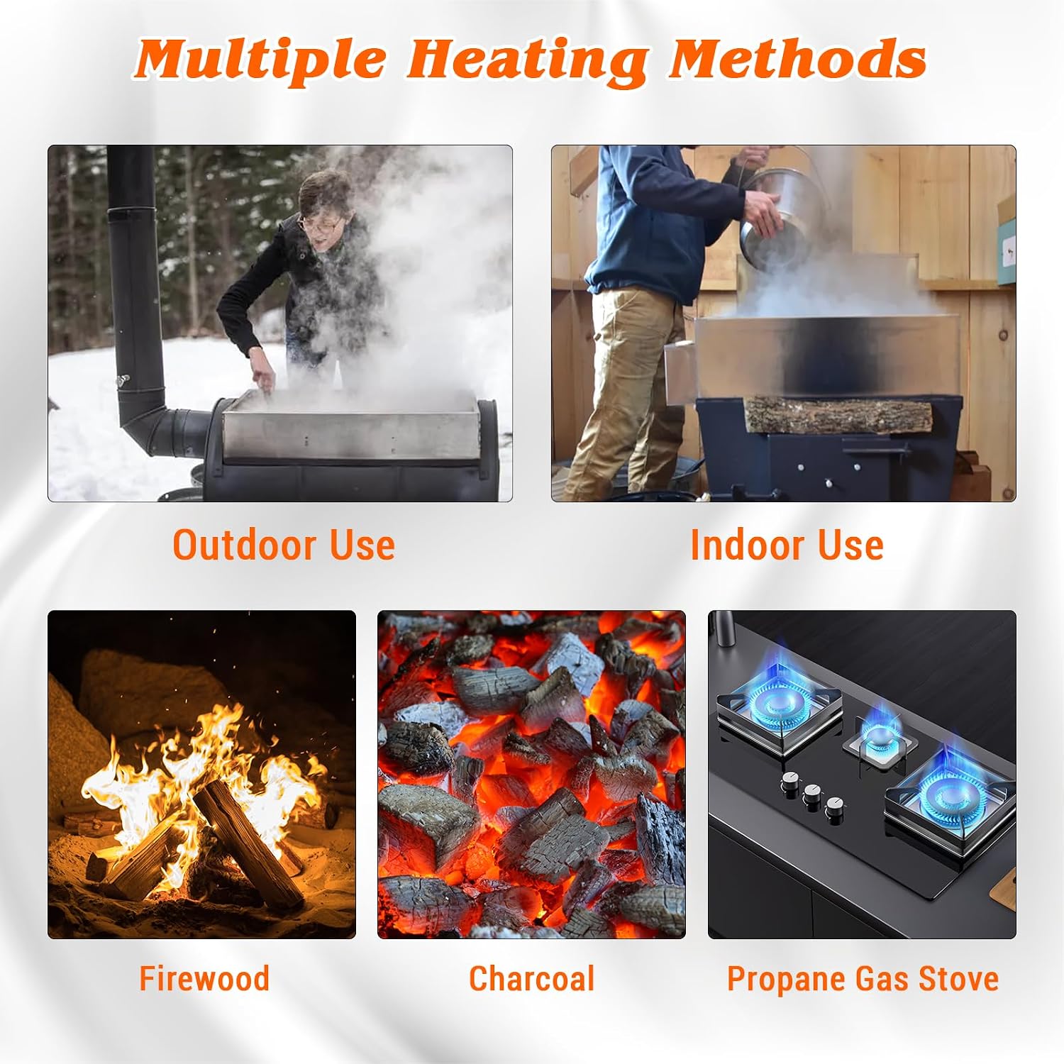 Maple Syrup Evaporator Pan,48x24x9.4 Stainless Steel Sap Boiling Pan with One Valve One Interfaces,46.9Gal/177.5L Capacity,3 Heating Methods,for Home Outdoor,Maple Syrup Making