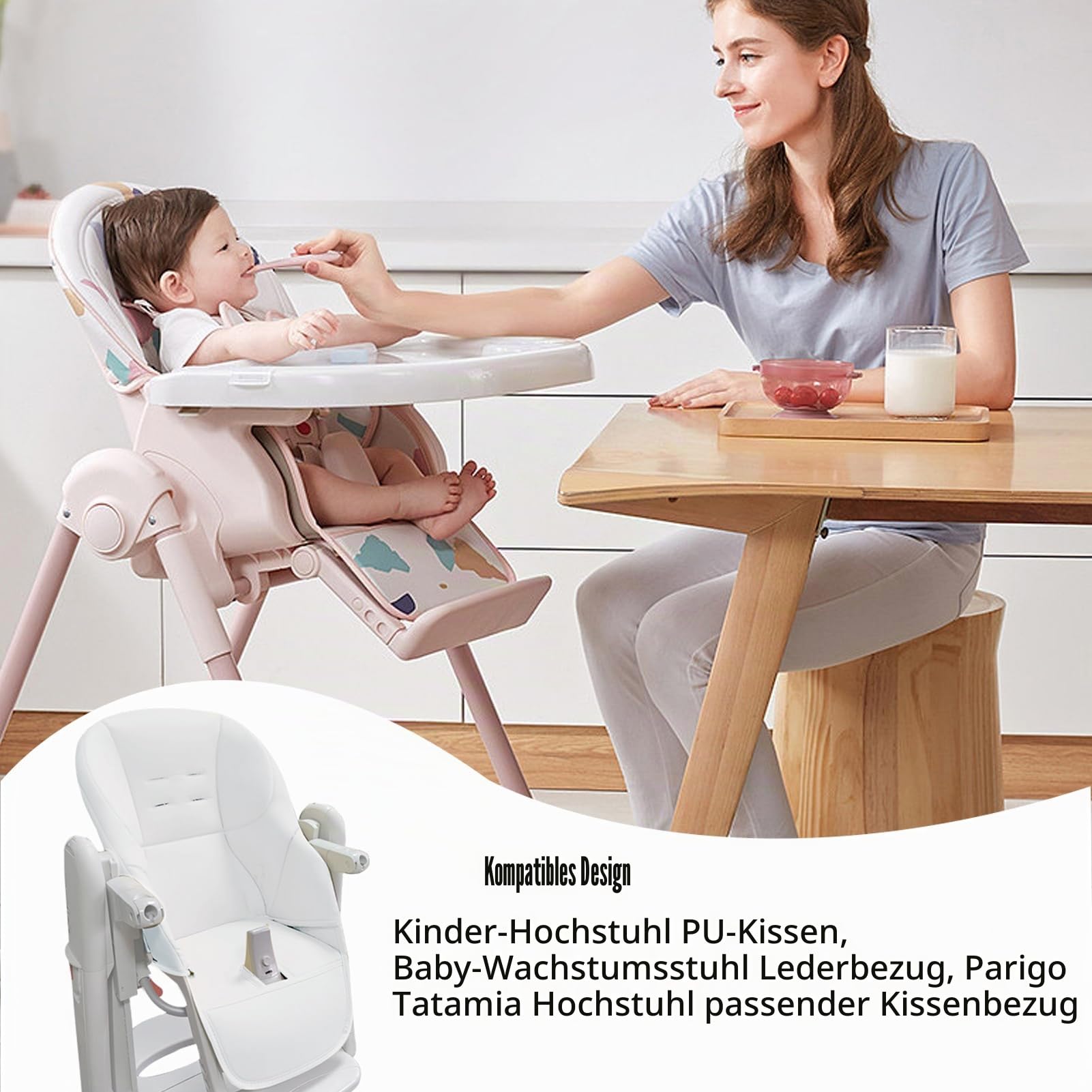 Baby Hochstuhl Kissenbezug, Baby Hochstuhl Sitzauflage, Baby Esszimmerstuhl Sitzkissen, PU-Leder Hochstuhl Bezug, Universeller Ersatzbezug Für Peg Perego Tatamia Hochstuhl