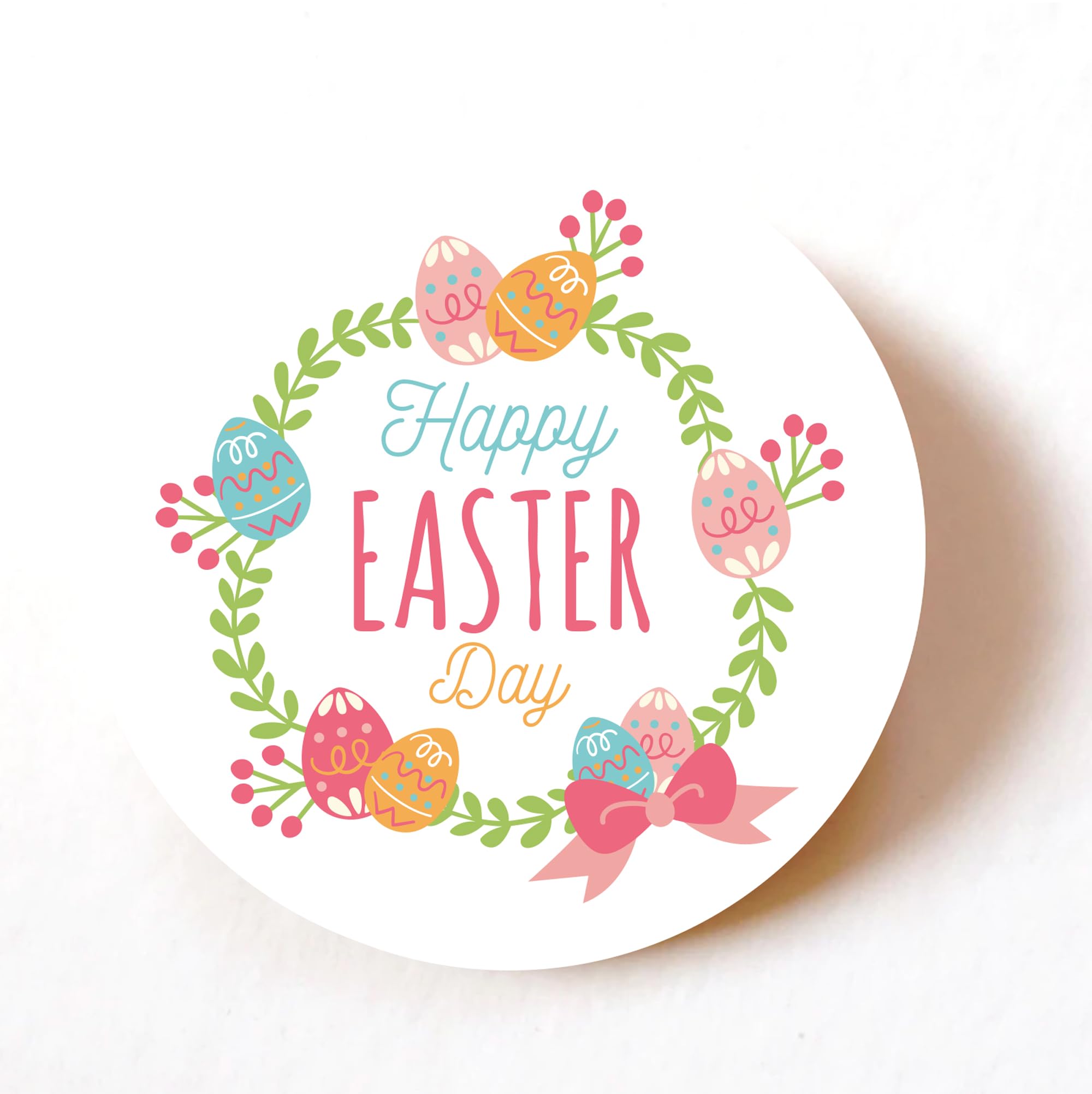 stika.co Set of 240 Happy Easter Paper Labels - Adhesive Colourful Decorative Easter Craft Sticker