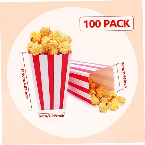 Miniatura 4 de Kitchen Storage Organization Accessories Popcorn Boxes 100 Pcs Red  White Striped Popcorn Bucket 2.8X4.5 Inch Cardboard Open-Top Popcorn Bags